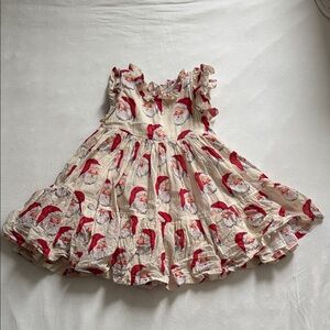 Pink Chicken Santa Print Ruffle Dress Size 2 Years